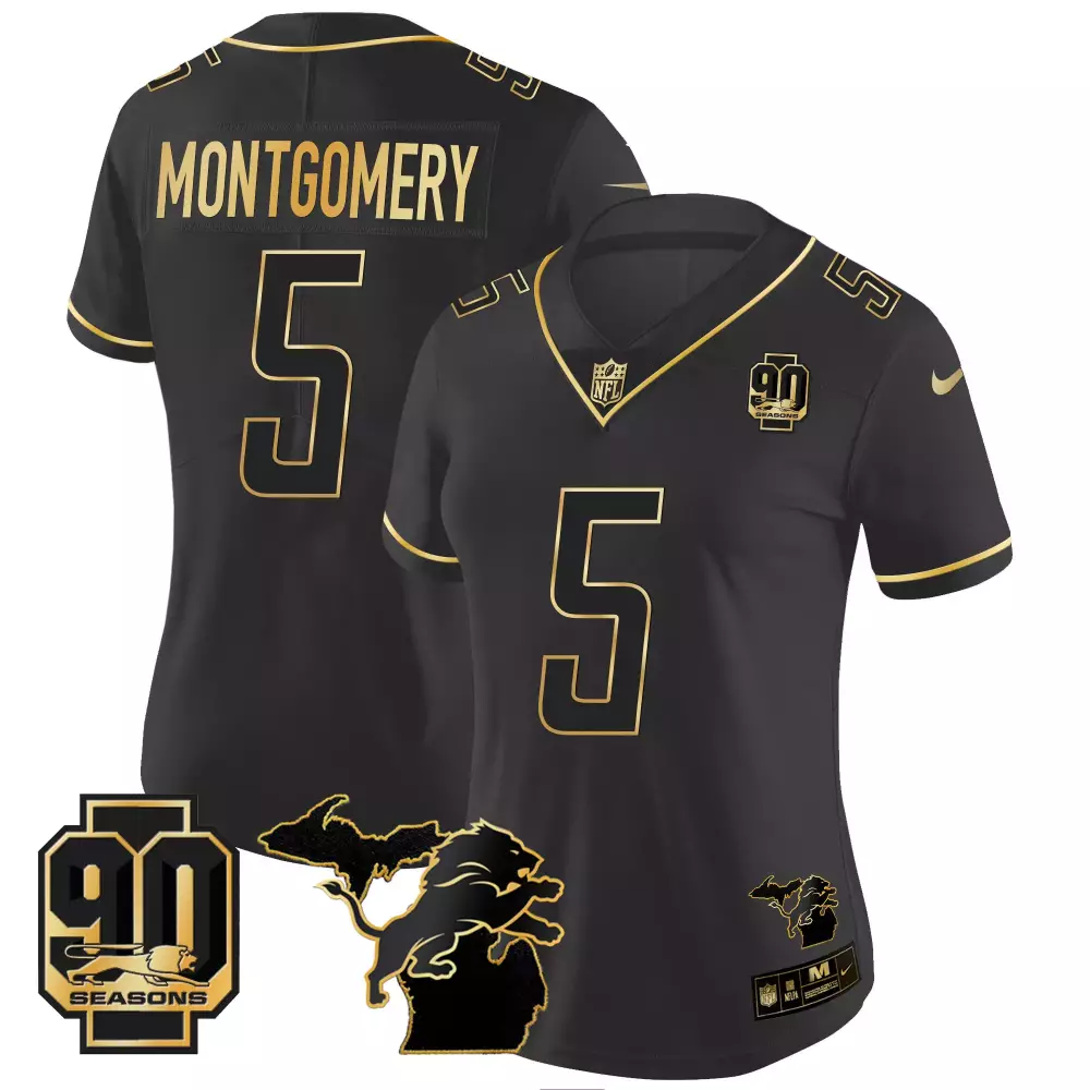 Montgomery 5 Detroit Lions 2023 Vapor Jersey | White 90 Seasons Edition | Replica Fan Gear for Women, Men & Youth