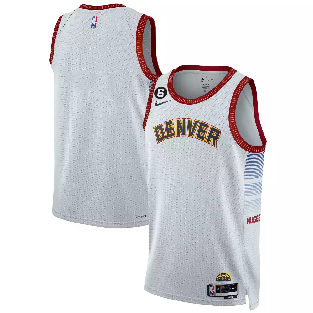 Nikola Jokic 6 Denver Nuggets 2023 White Vapor Jersey | Stitched | Replica Fan Gear | For Men, Women & Youth