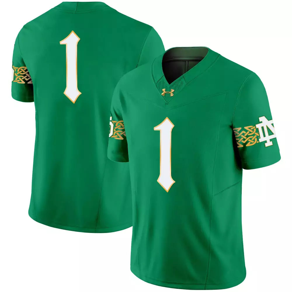 Notre Dame Fighting Irish 1 Jersey | Green 2023 All Stitched Vapor | Fan Gear for Men, Women & Youth