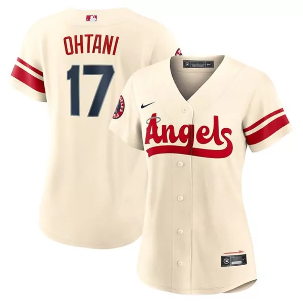 Ohtani 17 Los Angeles Angels 2023 Women's All Stitched Vapor Jersey | Cream Red Color | Fan Gear for Men, Women & Youth