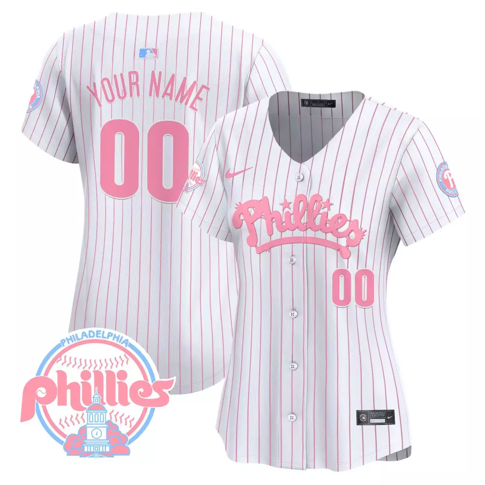 2023 Philadelphia Phillies Women's Stitched Vapor Jersey | Custom Name 00 Pink Edition | Replica Fan Gear for Game Day | For Men, Women & Youth