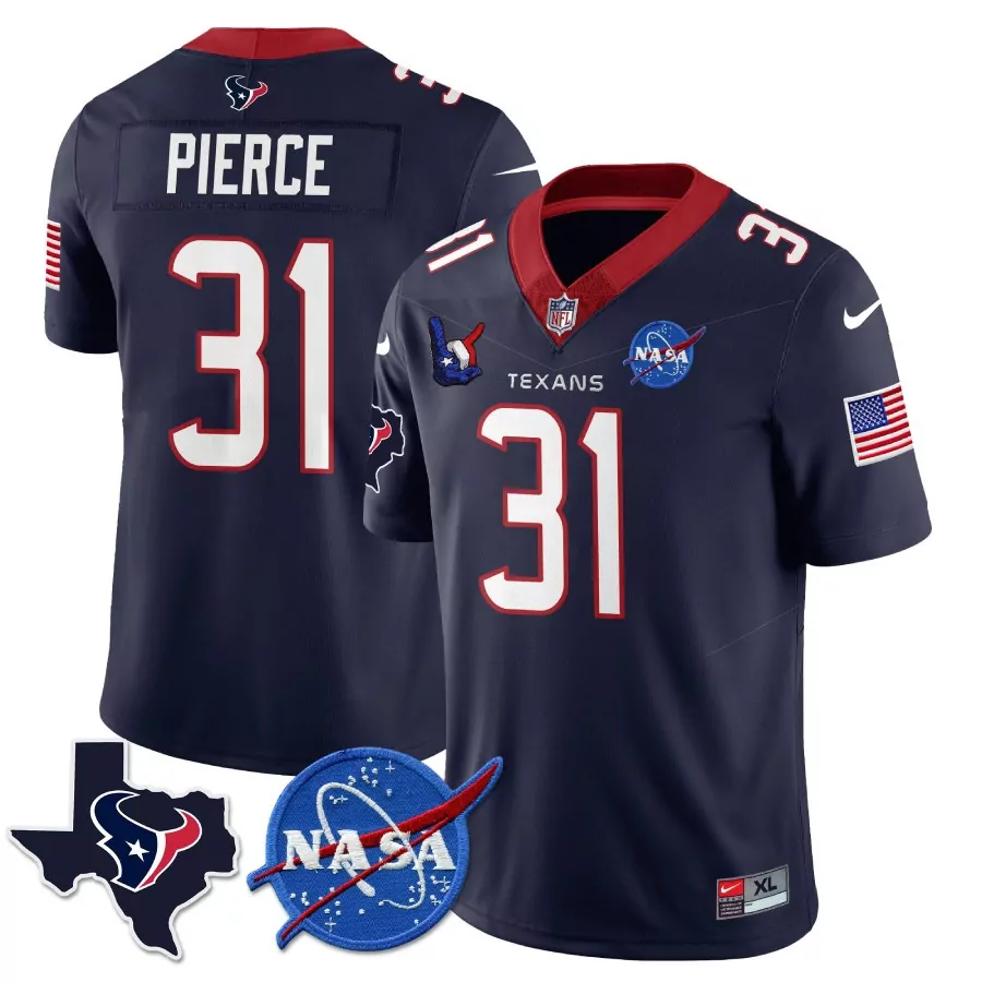 Pierce 31 Houston Texans 2023 Purple DJ Screw Jersey | Stitched Vapor Style | Limited Edition Fan Gear | For Men, Women & Youth