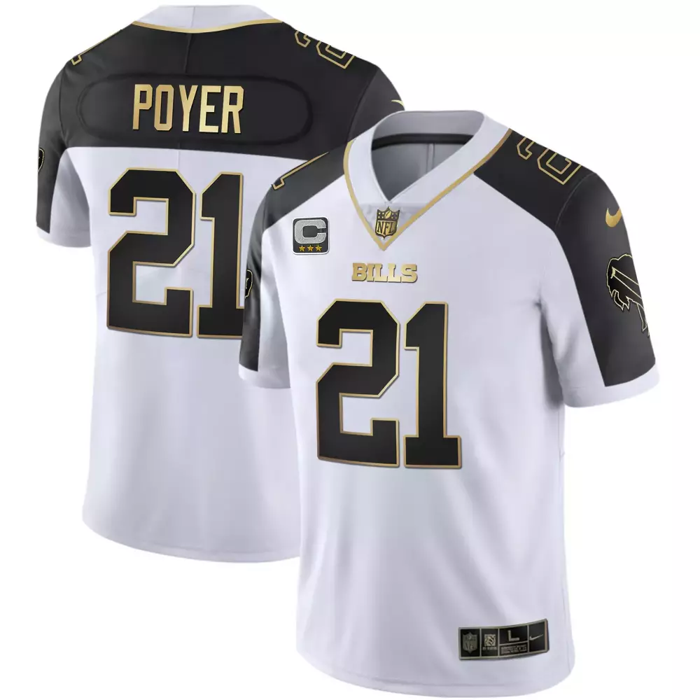 Poyer 21 Buffalo Bills 2023 White & Black Vapor Jersey | C Edition | Stitched NFL Fan Gear | For Men, Women & Youth