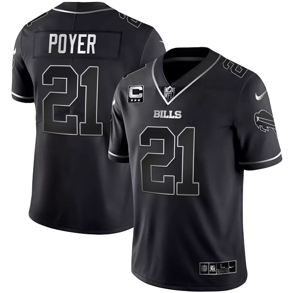 Poyer 21 Buffalo Bills 2023 Black Vapor Jersey | Stitched NFL Fan Gear | For Men, Women & Youth