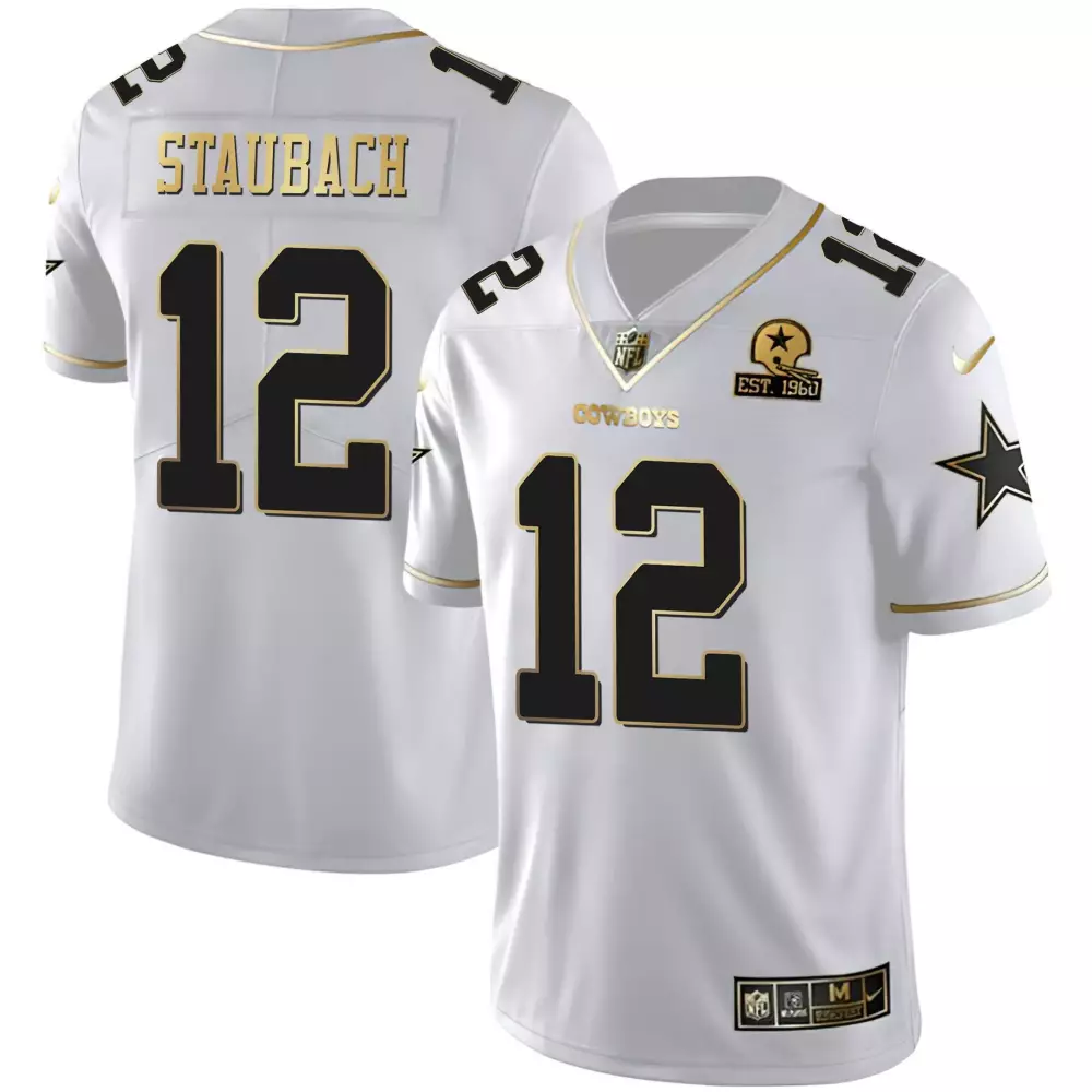 Roger Staubach 12 Dallas Cowboys 2023 White All Stitched Vapor Jersey | Classic Edition | For Men, Women & Youth