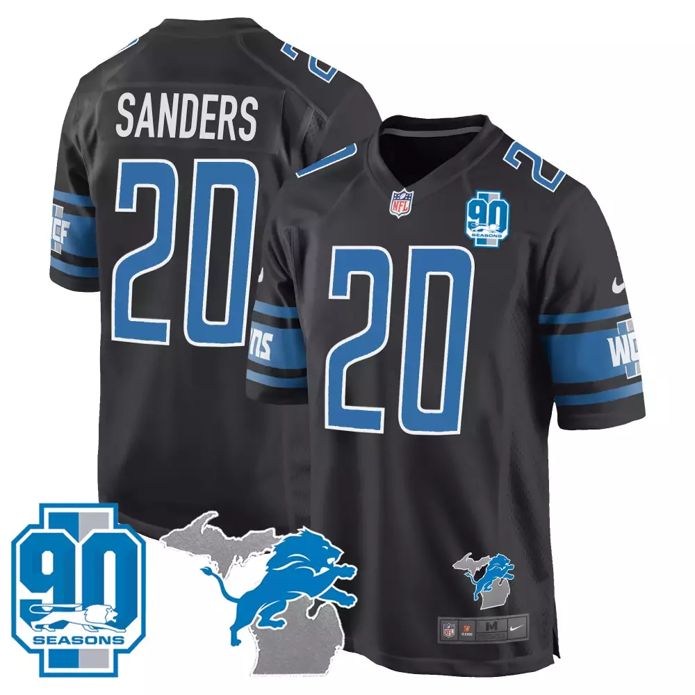 Sanders Detroit Lions 2022 Men's All Stitched Vapor Jersey | Black 90 Seasons Edition | Limited Edition Fan Gear | For Men, Women & Youth