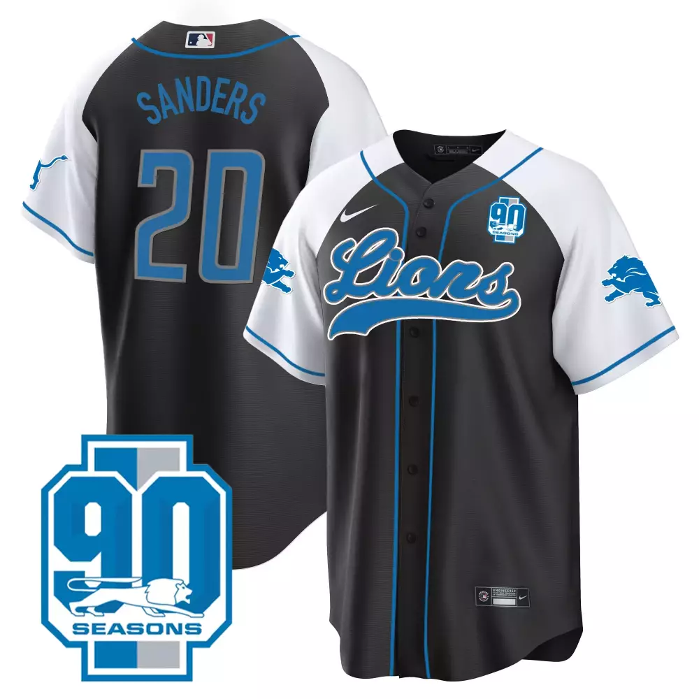 Sanders Detroit Lions 2023 Men's All Stitched Vapor Jersey | 90 Seasons Black | Limited Edition Fan Gear | For Men, Women & Youth