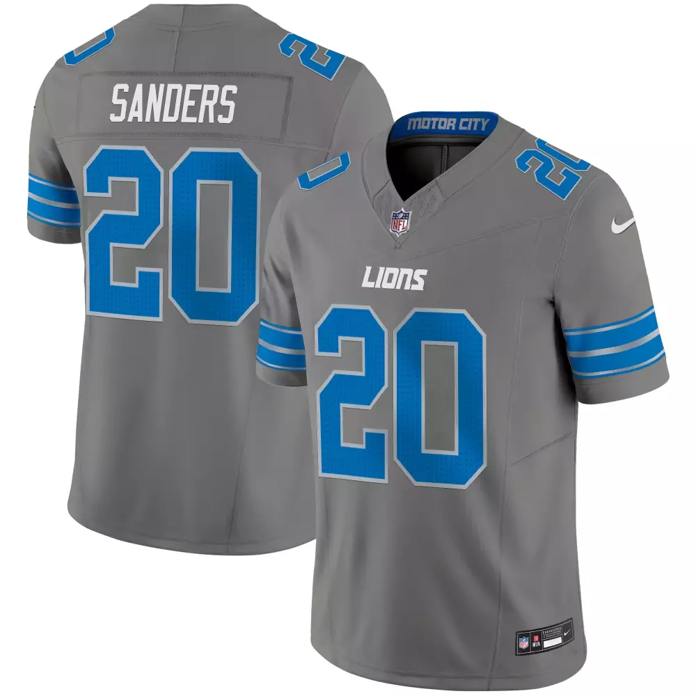 Sanders Detroit Lions 2023 Stitched Vapor Jersey | North Champions Gray | Game Day Outfit | For Men, Women & Youth
