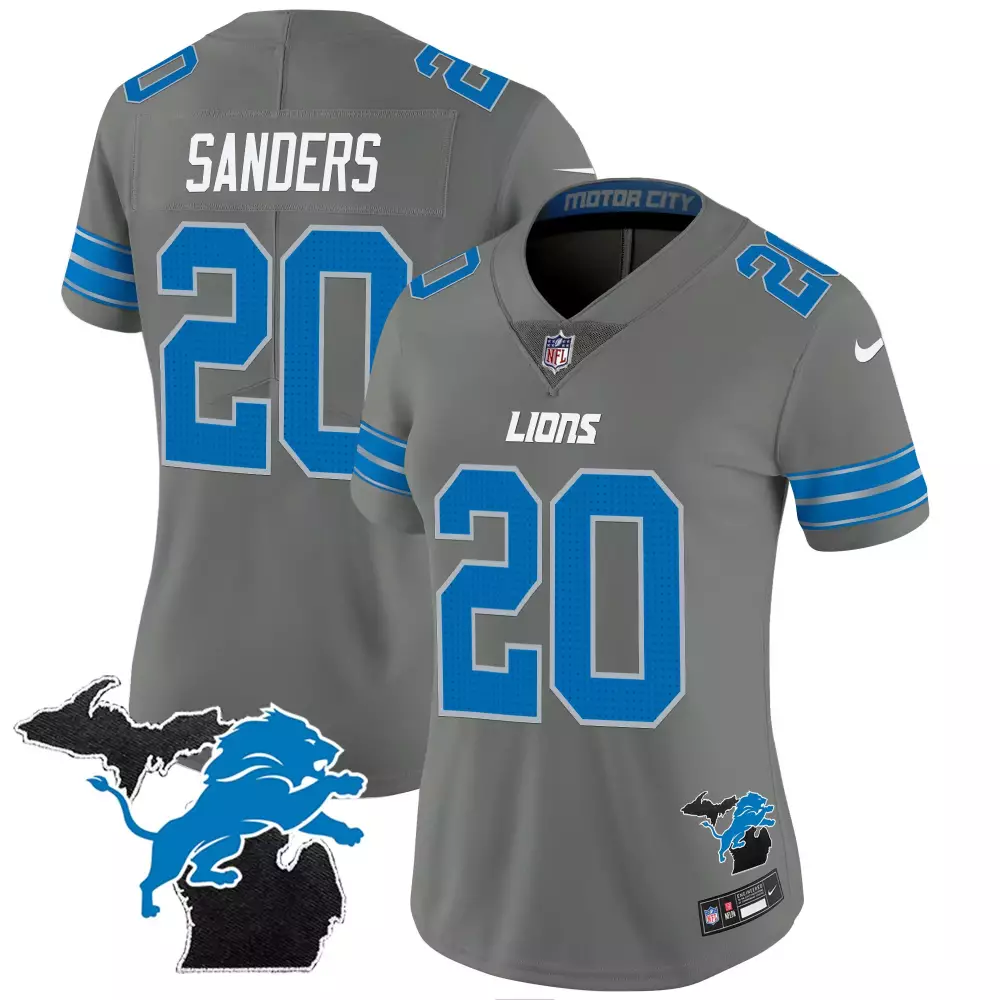 Sanders 20 Detroit Lions Women's All Stitched Vapor Jersey | 2023 Motor City Edition Gray | For Women & Youth