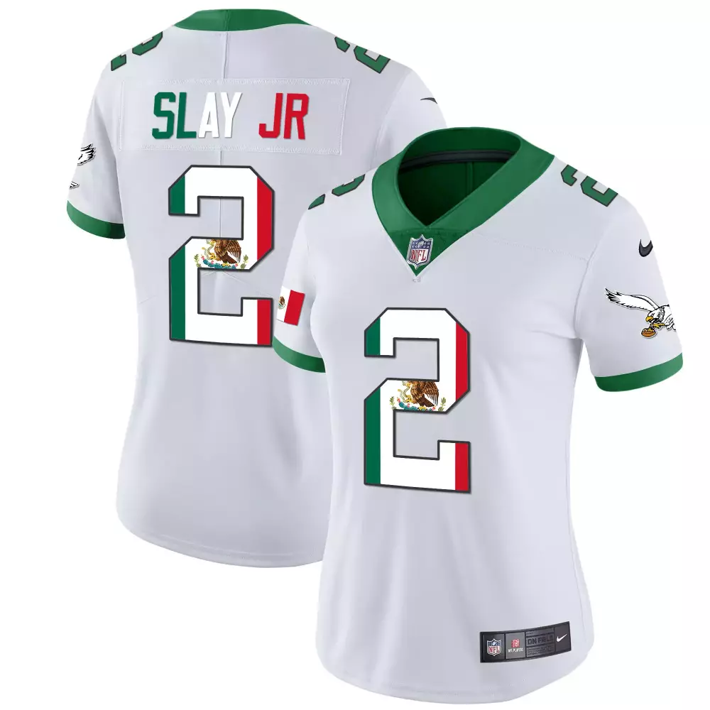 Slay Jr 2 Philadelphia Eagles 2023 Women's Stitched Vapor Jersey | White & Green | Game Day Outfit | For Men, Women & Youth