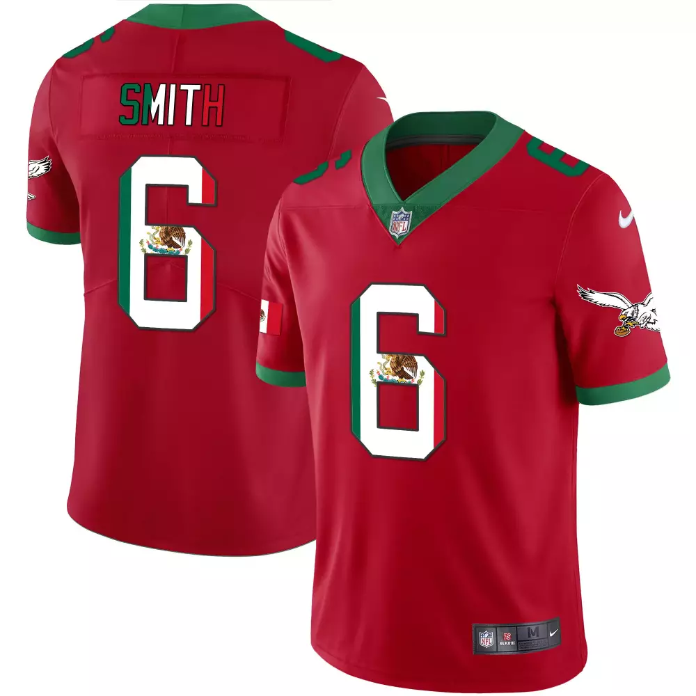 Smith 6 Philadelphia Eagles 2023 Stitched Vapor Jersey | Red Green Mexican Patch | Replica Fan Gear | For Men, Women & Youth