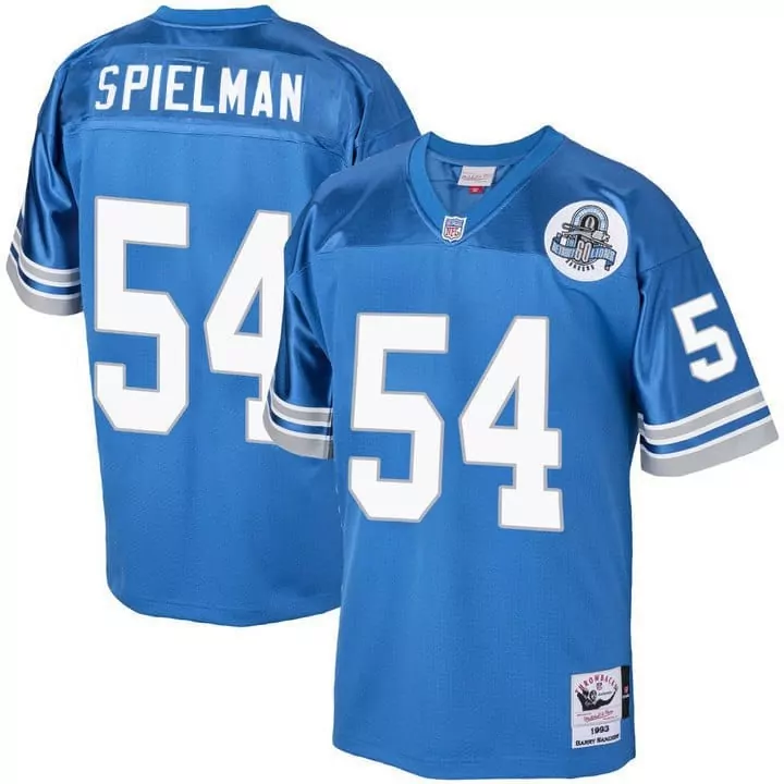 Spielman 54 Detroit Lions 1993 Men's Vapor Jersey | Blue | All Stitched Limited Edition Fan Gear | For Men, Women & Youth