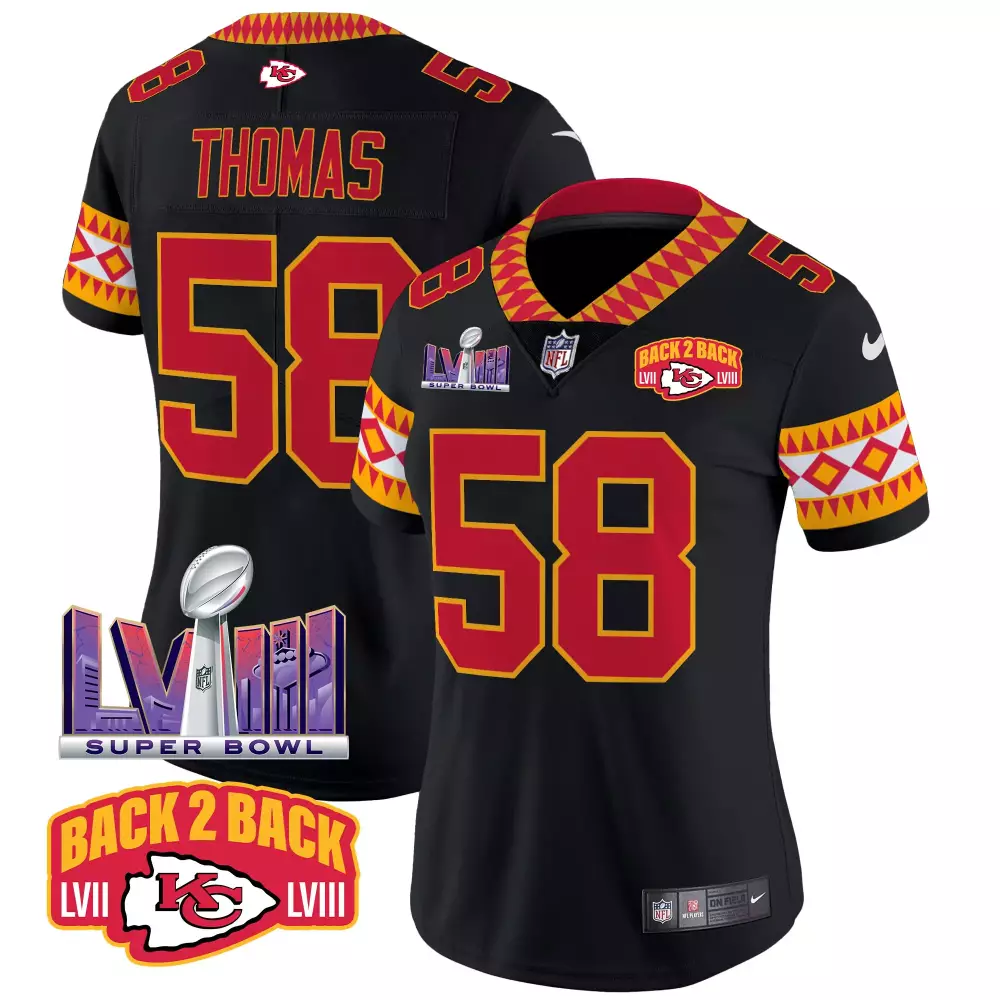Thomas 58 Kansas City Chiefs 2023 Women's Stitched Vapor Jersey | Super Bowl LVII Edition | Limited Edition Fan Gear | For Men, Women & Youth