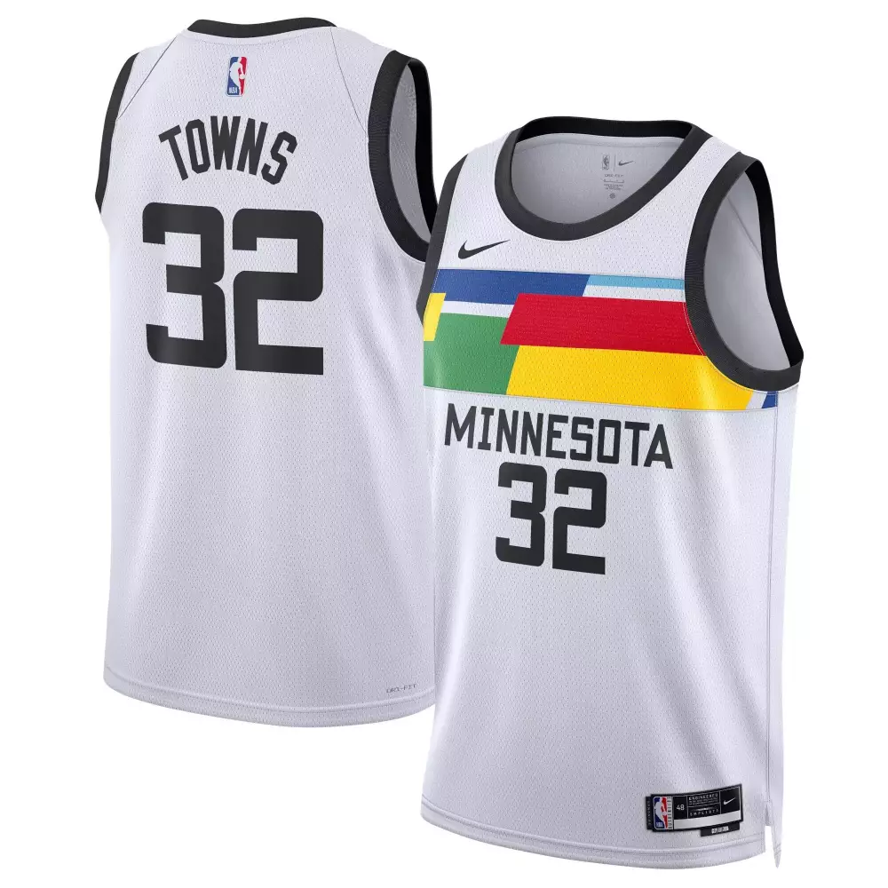 Towns 32 Minnesota Timberwolves 2023 Stitched Vapor Jersey | White Colorway | Limited Edition Fan Gear for Men, Women & Youth