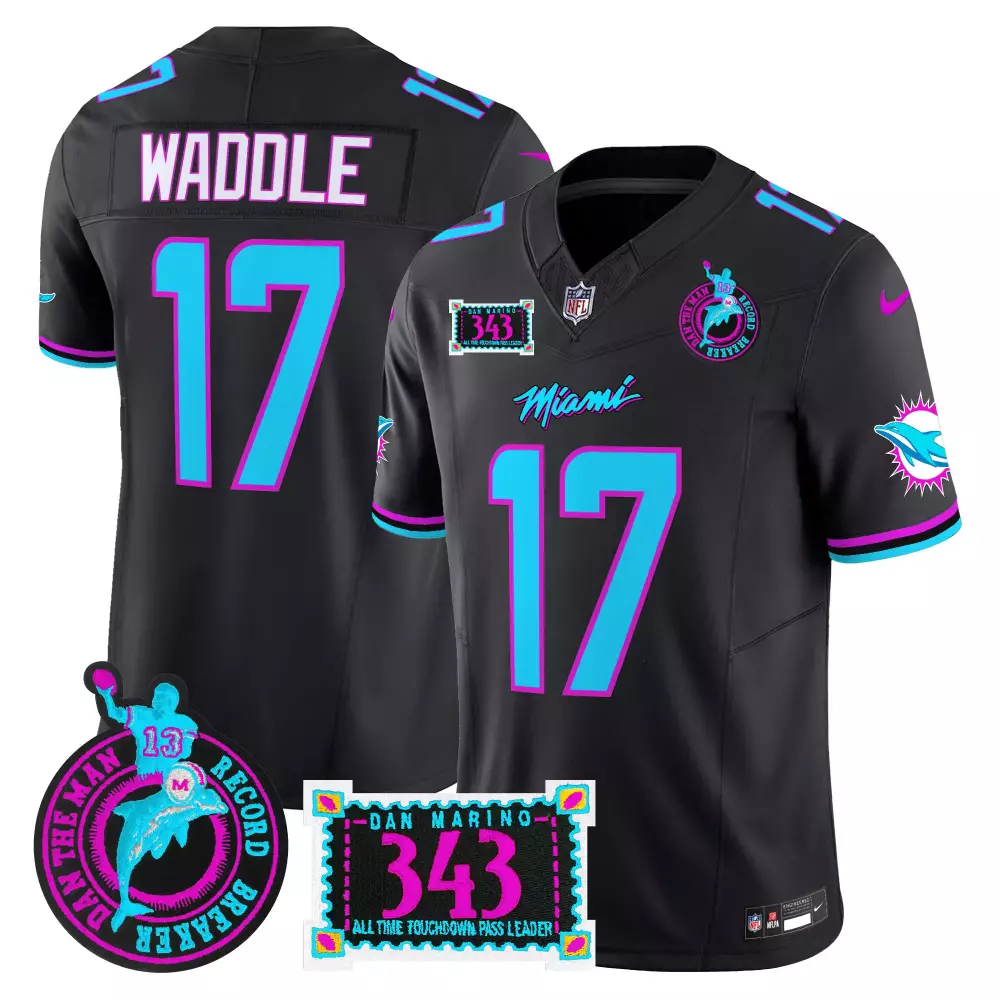 Waddle 17 Miami Dolphins 2023 Men's Black Teal Vapor Jersey | All Stitched | For Men, Women & Youth