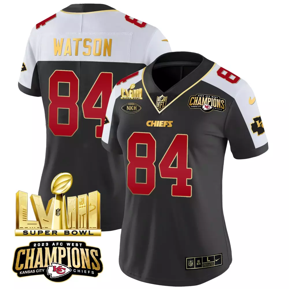 Watson 84 Kansas City Chiefs 2023 Women's Vapor Jersey | Super Bowl Champions Edition | Stitched Fan Gear | For Men, Women & Youth