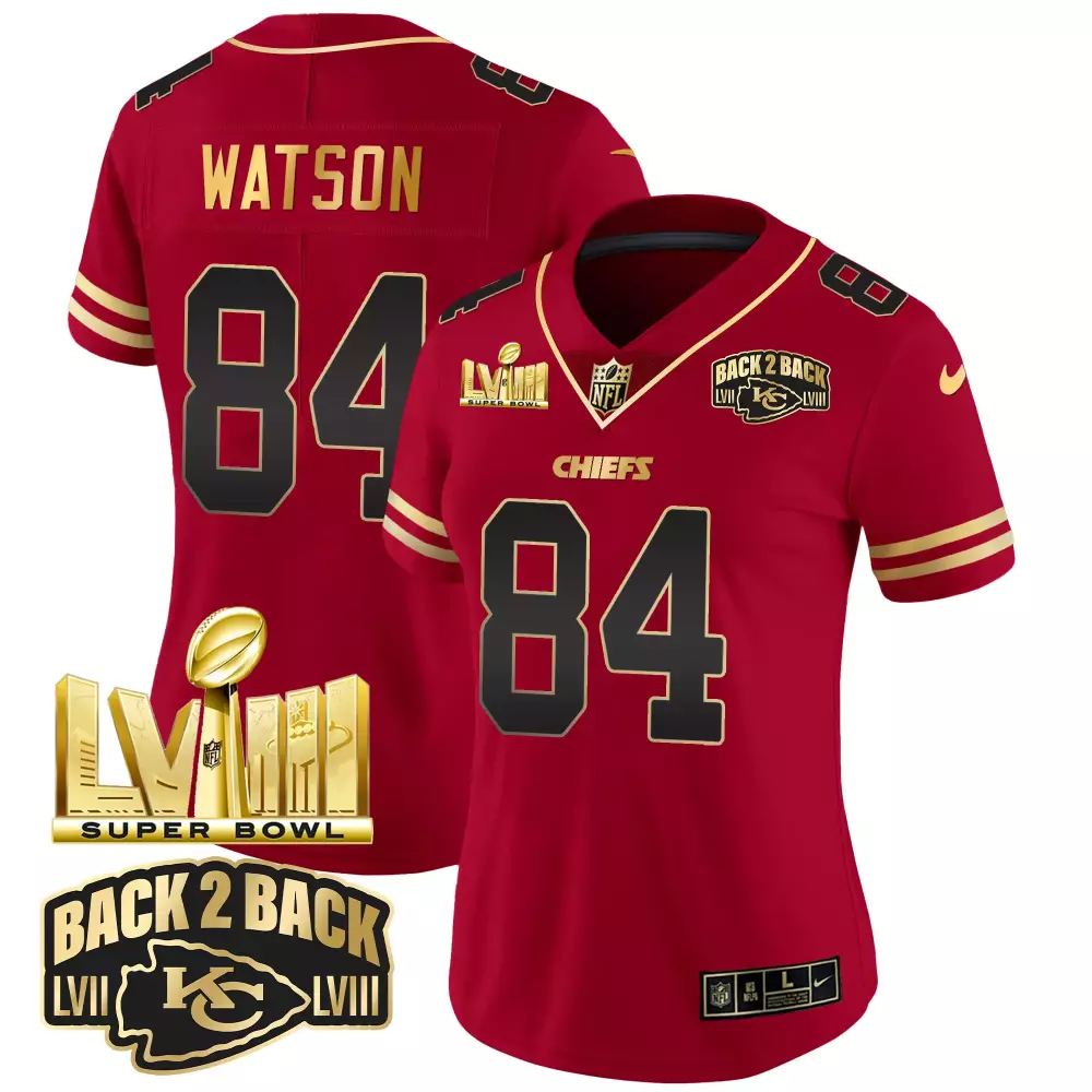 Watson 84 Kansas City Chiefs 2023 Women's Back 2 Back All Stitched Vapor Jersey | For Men, Women & Youth