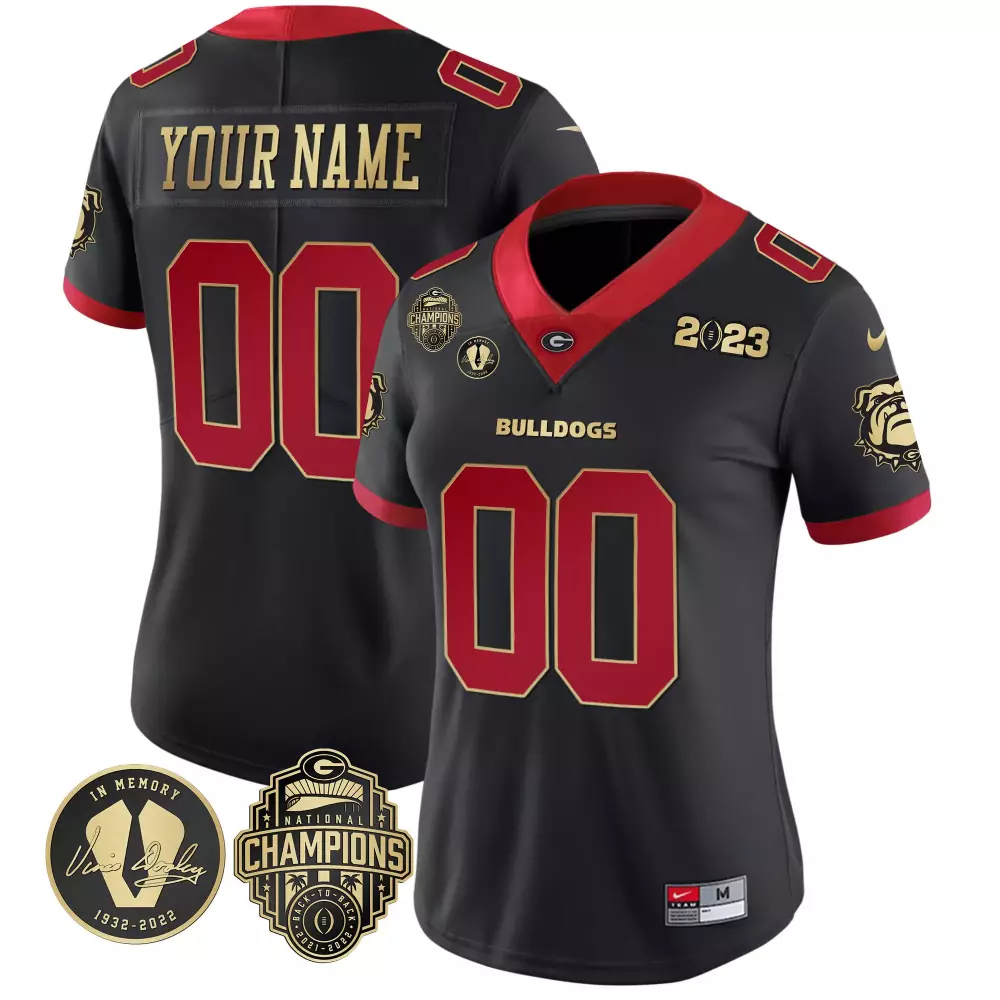 2023 Women's Georgia Bulldogs Black All Stitched Vapor Jersey | 00 Champions Edition | For Men, Women & Youth