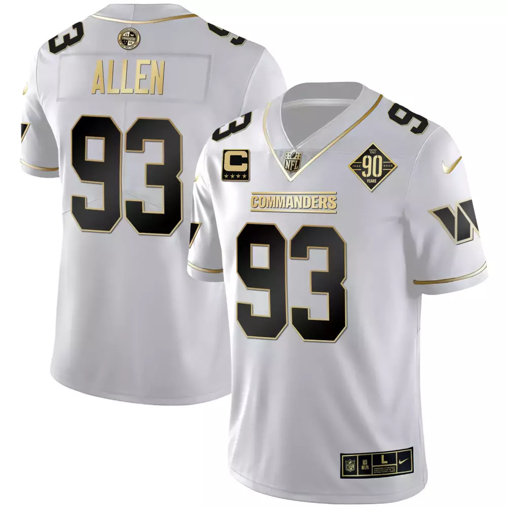 Allen 93 Washington Commanders 2022 Men's All Stitched Vapor Jersey | White 90th Anniversary Edition | For Men, Women & Youth