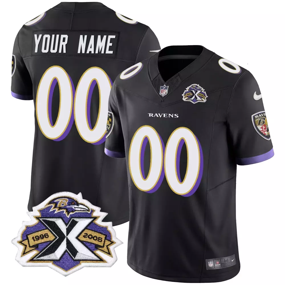 Baltimore Ravens 2005 Stitched Vapor Jersey | Black Edition with Patch | Custom Fan Gear for Men, Women & Youth