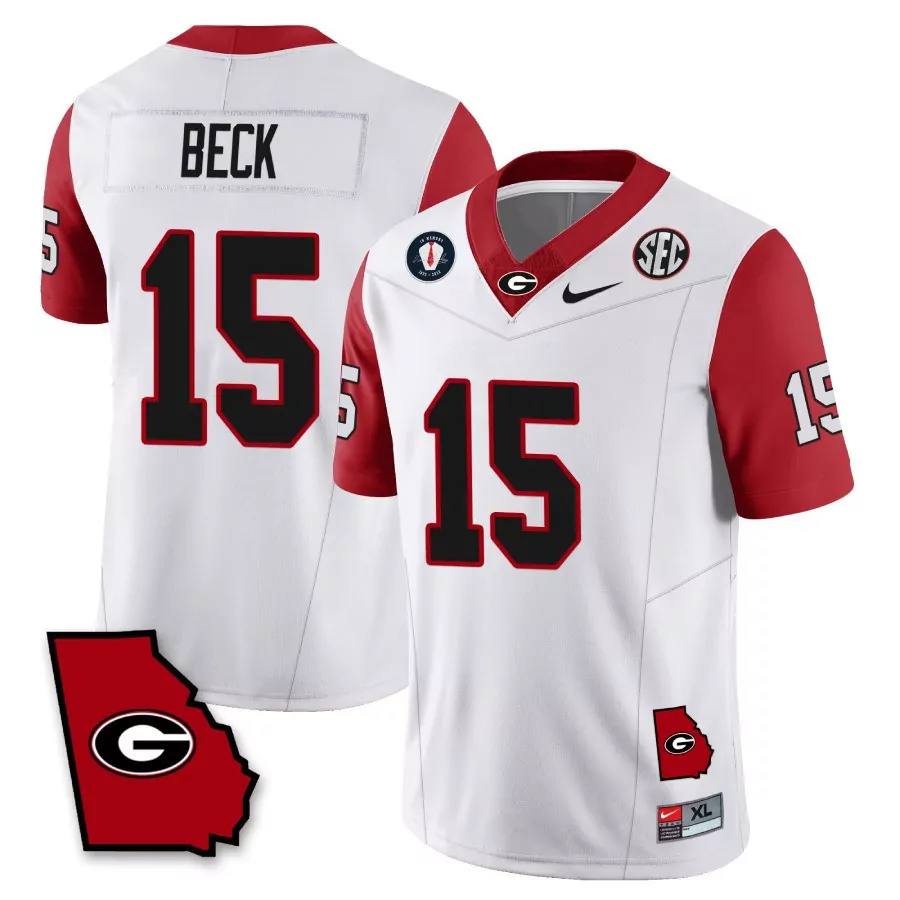 Beck 15 Georgia Bulldogs 2023 Men’s Vapor Jersey | White Red Stitched Design | Fan Gear for Game Day | For Men, Women & You