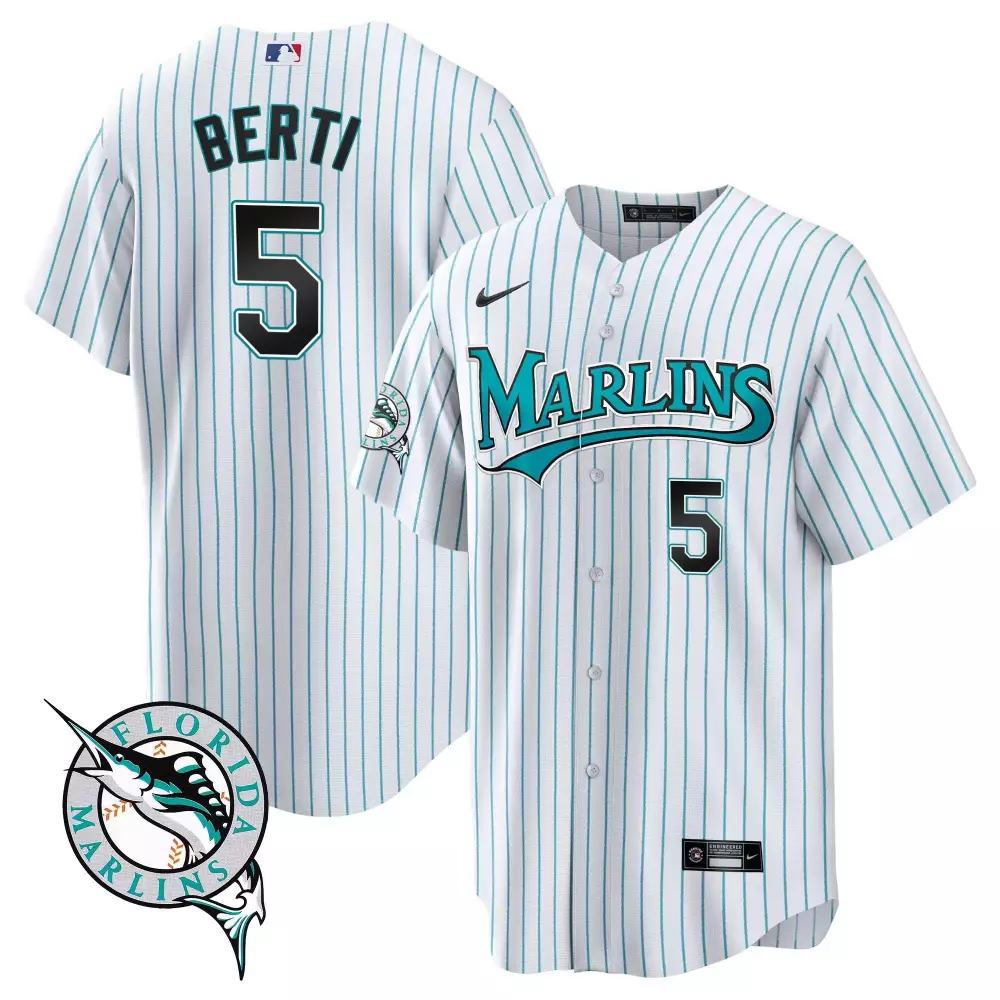 Berti Florida Marlins 2023 Stitched Vapor Jersey | White & Teal | Women's Fan Gear | For Men, Women & Youth