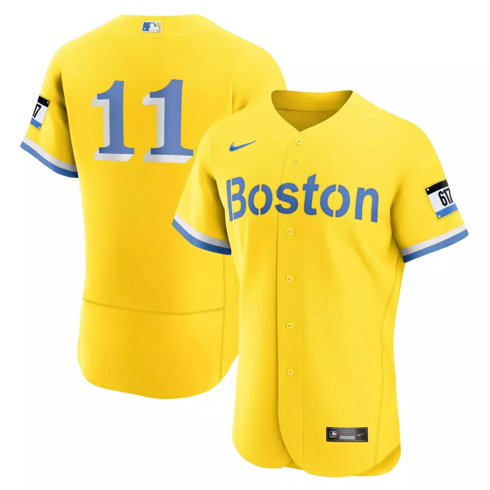Boston Red Sox 11 Jersey 2023 | Yellow City Connect Edition Stitched Vapor | Fan Gear for Men, Women & Youth