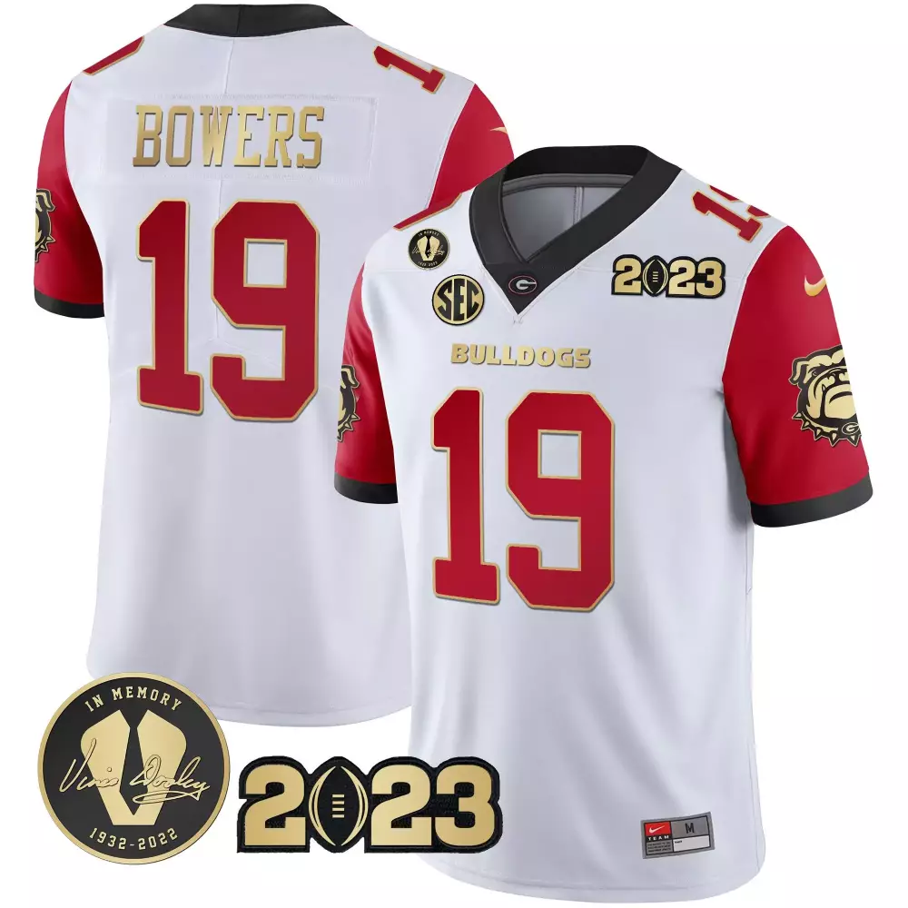 Bowers 19 Georgia Bulldogs 2023 Stitched Vapor Jersey | Memory Patch Edition | Replica Fan Gear | For Men, Women & Youth