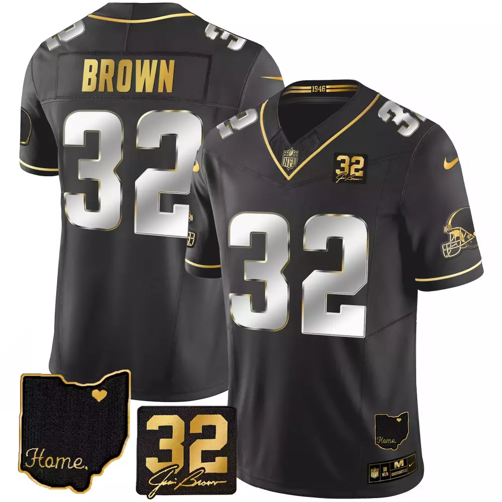 Brown 32 Cleveland Browns 2023 Stitched Vapor Jersey | Ohio Patch | Game Day Outfit | For Men, Women & Youth