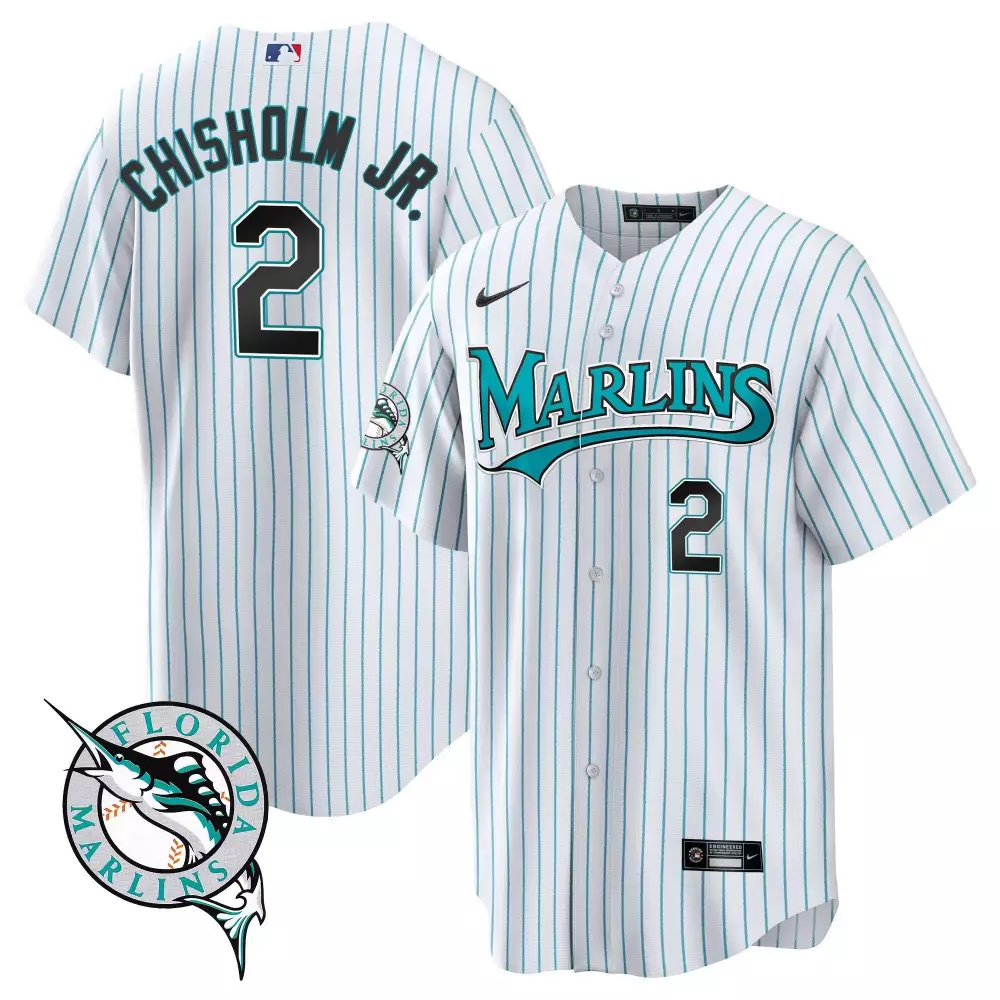 Chisholm Jr 2 Florida Marlins 2023 Men's Stitched Vapor Jersey | White & Teal 1 | Limited Edition for Fans | For Men, Women & Youth
