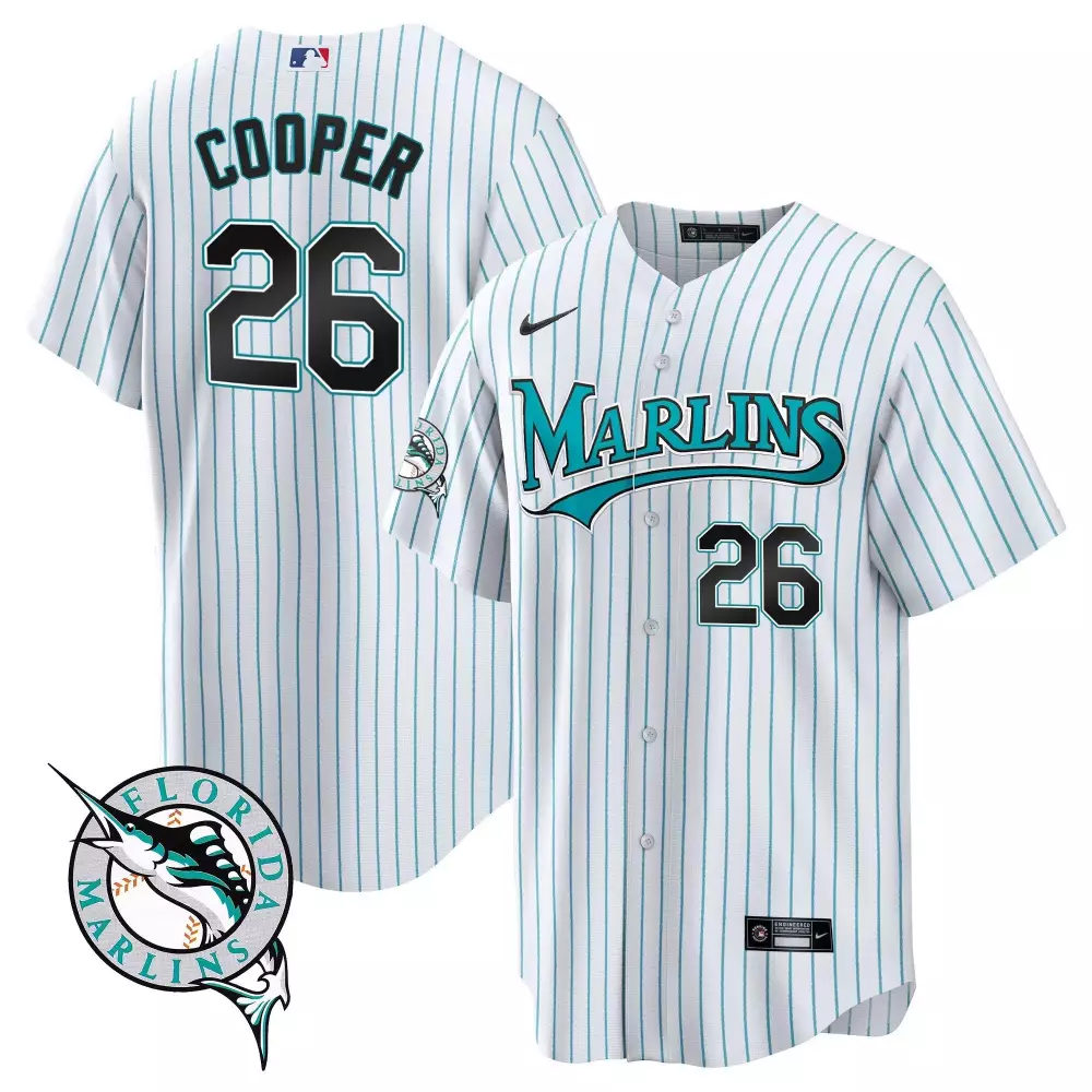 Cooper 26 Florida Marlins 2023 Men’s Stitched Vapor Jersey | White & Teal | Limited Edition Fan Gear | For Men, Women & You