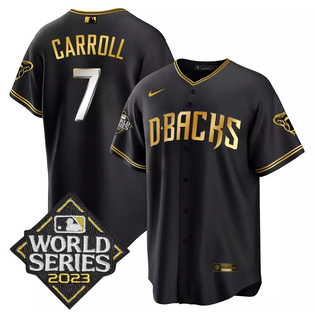 Corbin Carroll 7 Arizona Diamondbacks 2023 Stitched Vapor Jersey | Black World Series Edition | Limited Edition Fan Gear | For Men, Women & Youth