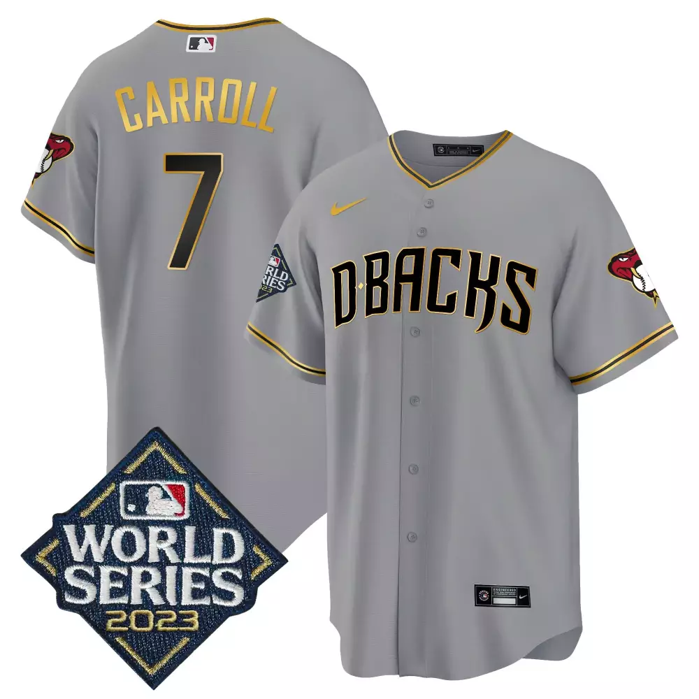 Corbin Carroll 2023 Arizona Diamondbacks Stitched Vapor Jersey | World Series Edition Gray | Fan Gear for Men, Women & Youth
