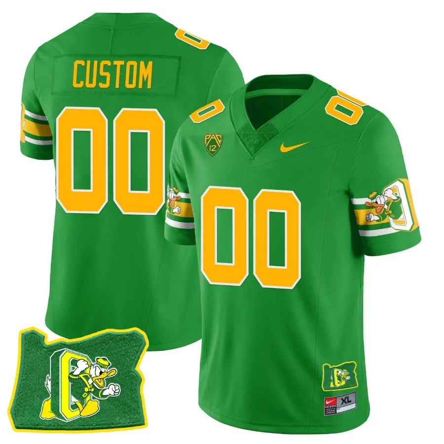Custom 00 Oregon Ducks 2023 Men's All Stitched Vapor Jersey Green XL | Limited Edition for All