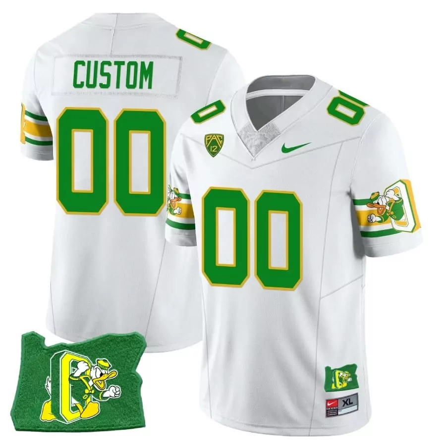 Oregon Ducks Custom 00 2023 Vapor Jersey | Stitched White & Green | Limited Edition Fan Gear | For Men, Women & Youth