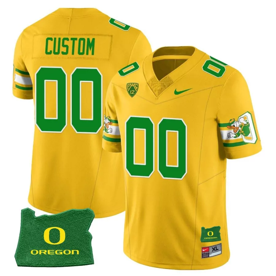Oregon Ducks Custom 00 2023 Vapor Jersey | Stitched Yellow & Green | Limited Edition Fan Gear | For Men, Women & Youth
