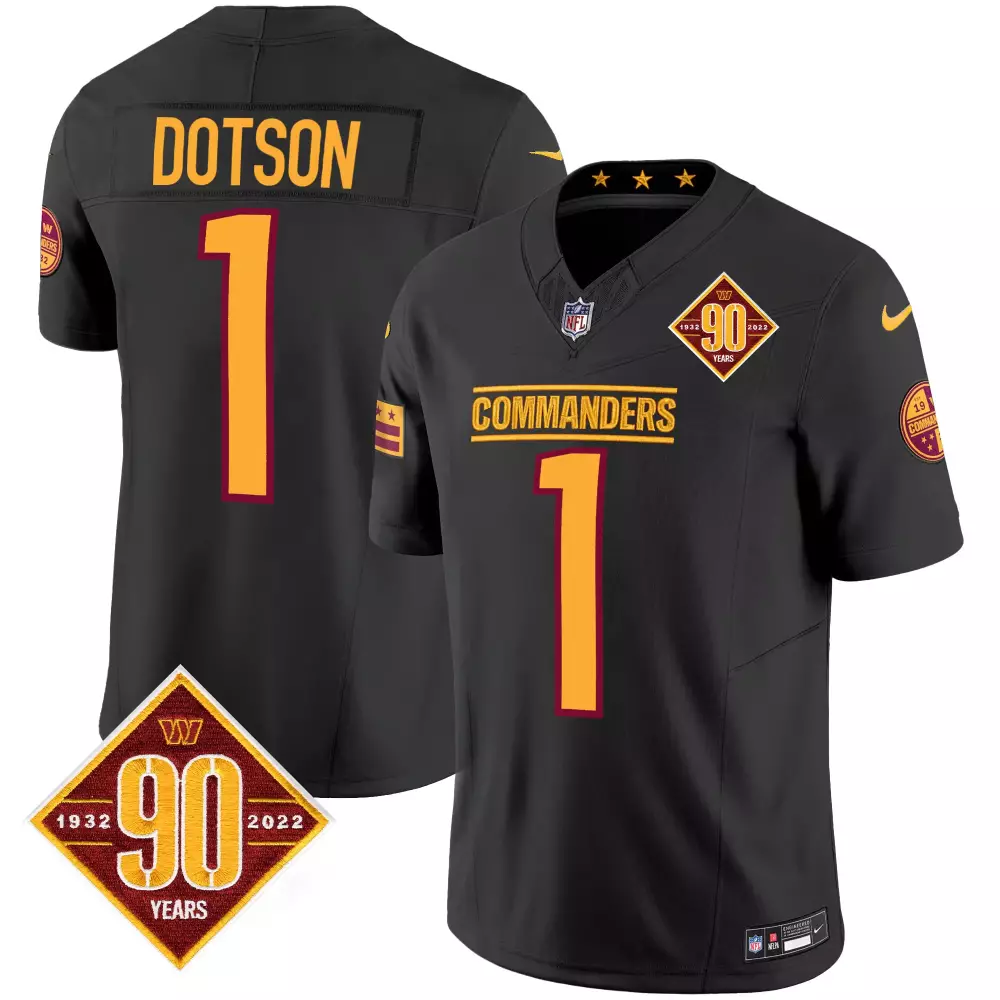 Dotson 1 Washington Commanders 2022 Vapor Jersey | Black 90th Anniversary Edition | All Stitched | For Men