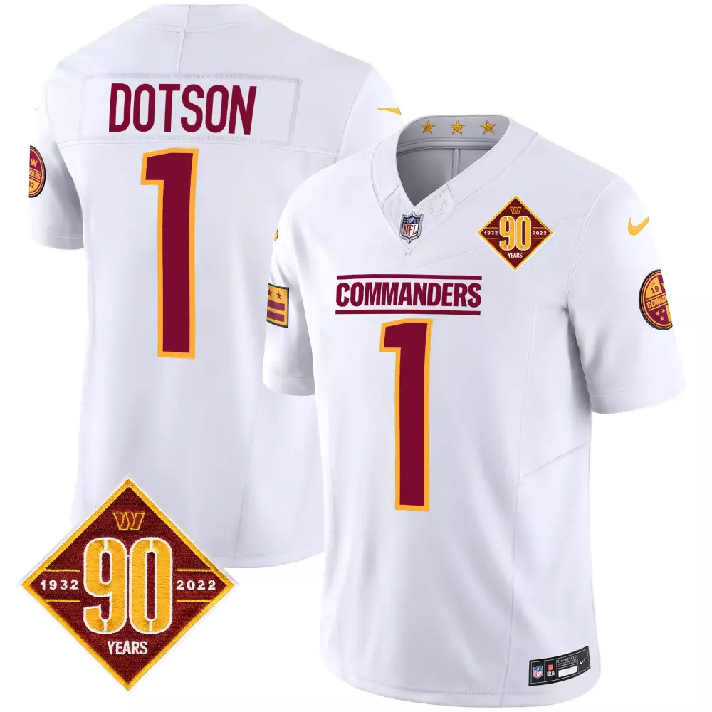 Dotson Washington Commanders 2022 Stitched Vapor Jersey | White 90th Anniversary Limited Edition | Fan Gear for Men, Women & Youth