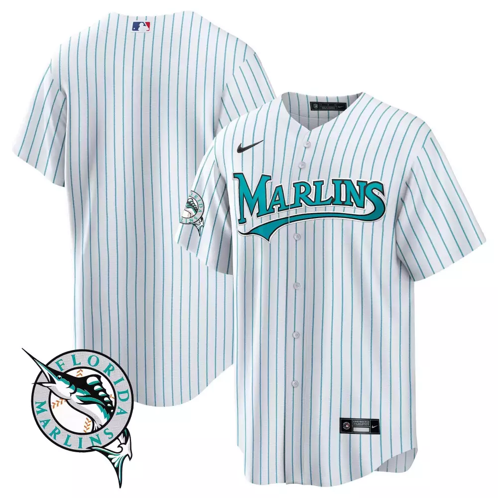 Florida Marlins 00 Stitched Vapor Jersey 2023 | White Pinstripe Edition | Limited Edition Fan Gear for Men, Women & Youth