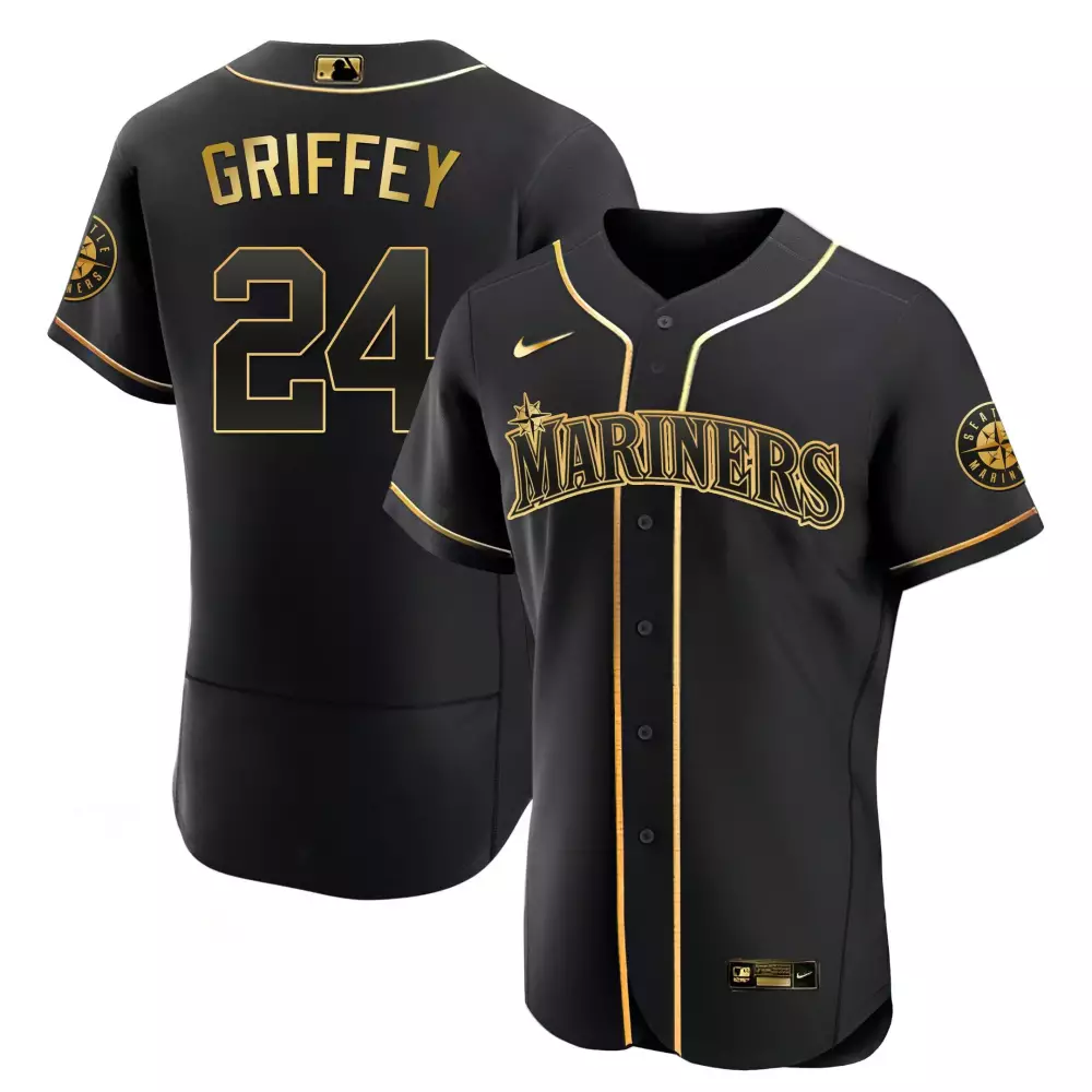 Griffey 24 Seattle Mariners 2023 Stitched Vapor Jersey | Black Gold Edition | Limited Edition Fan Gear | For Men, Women & Youth