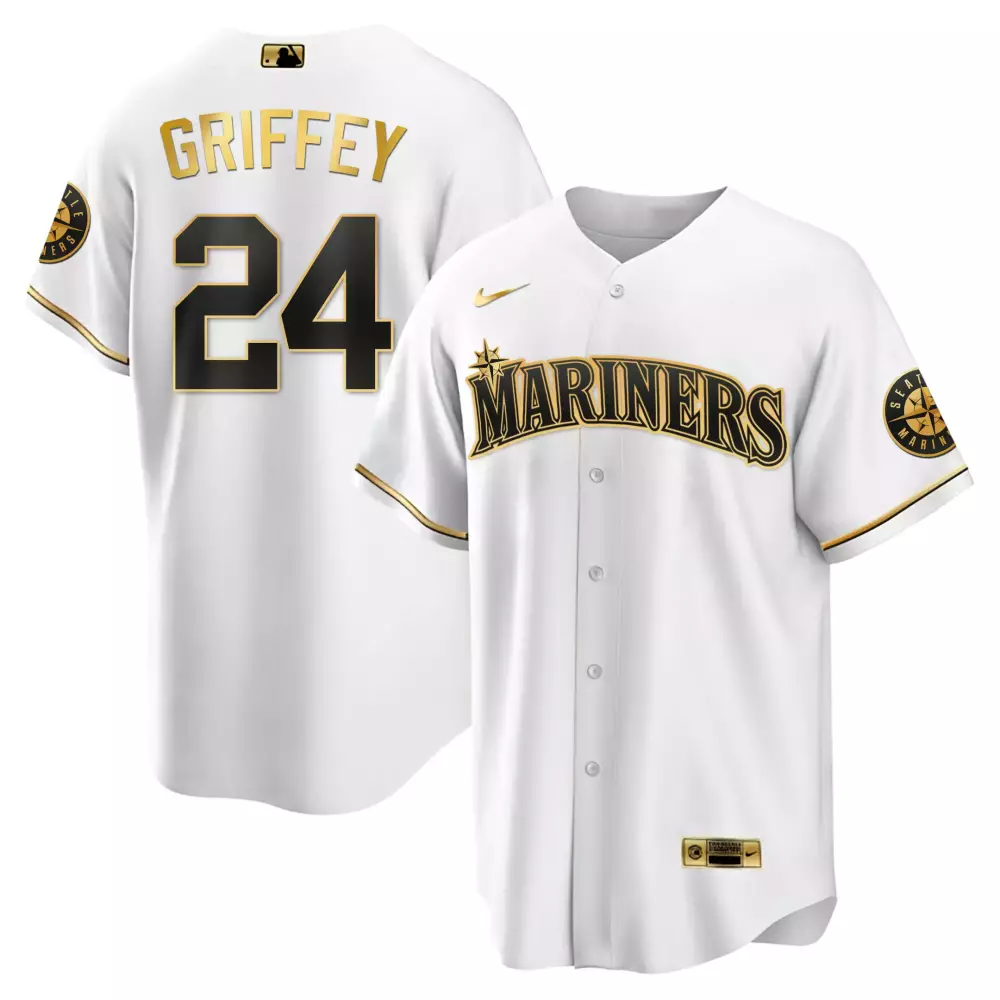 Griffey 24 Seattle Mariners 2023 Stitched Vapor Jersey | White Gold Edition | Limited Edition Fan Gear | For Men, Women & Youth
