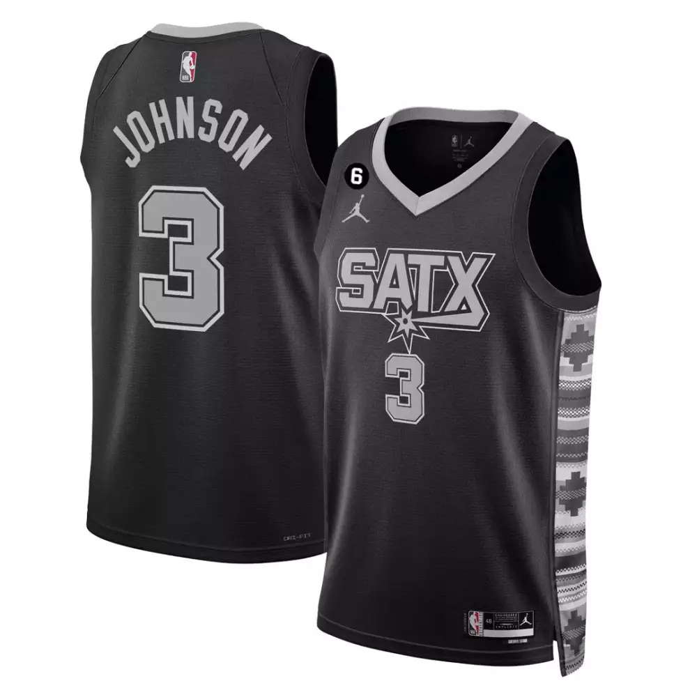 Johnson 3 San Antonio Spurs 2023 Stitched Vapor Jersey | Black Edition with Patch | Limited Edition Fan Gear for Men, Women & Youth