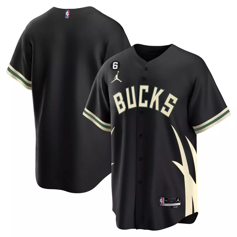 Jordan 6 Milwaukee Bucks 2023 Stitched Vapor Jersey | Black Gold Edition | Fan Gear for Men, Women & Youth