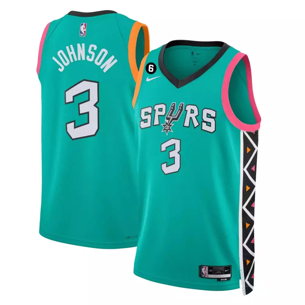 Keldon Johnson 3 San Antonio Spurs 2023 Teal & Pink Stitched Vapor Jersey | Stylish Fan Gear for Men, Women & Youth