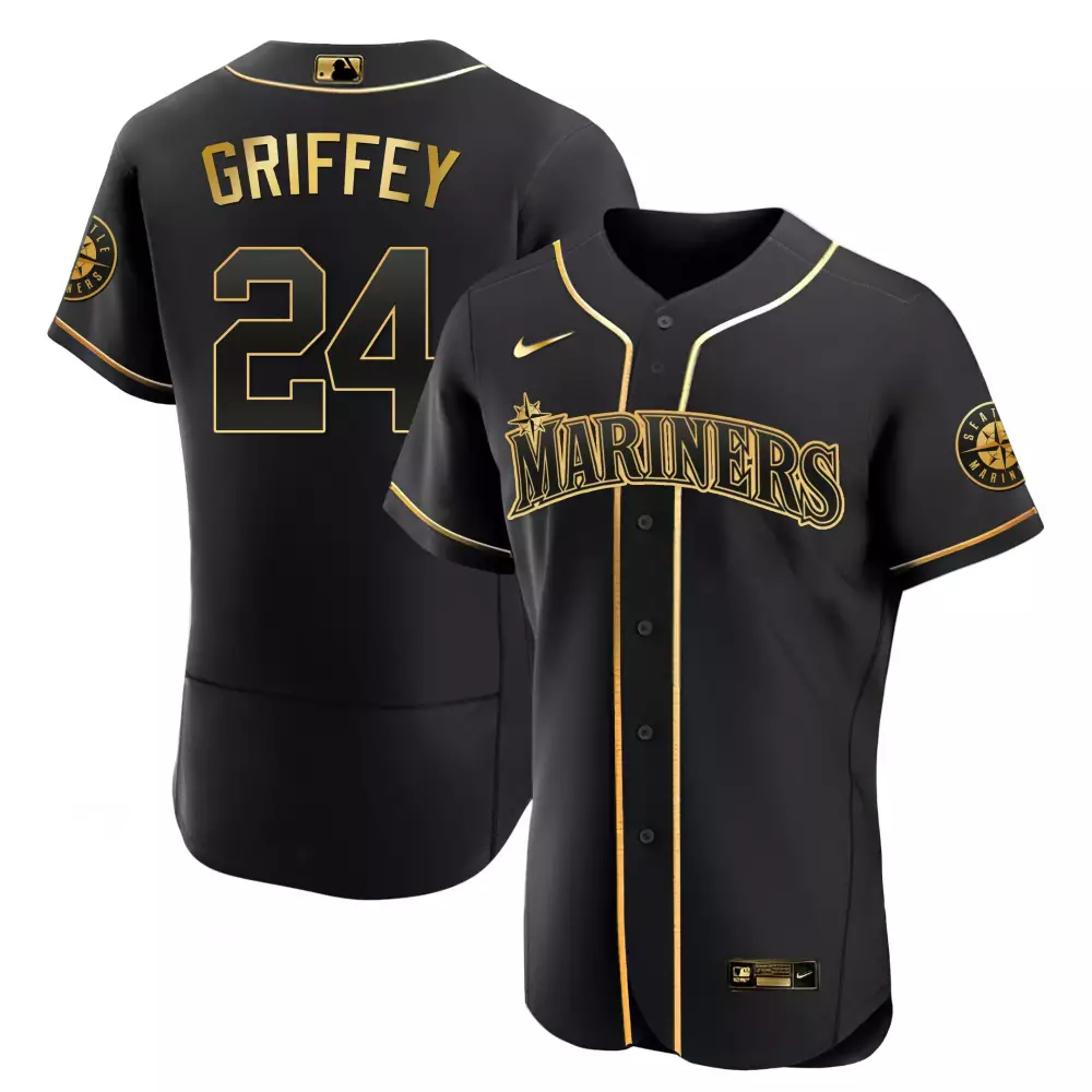 Ken Griffey Jr. 2023 Mariners Black Gold Edition Jersey | Stitched Vapor Style | Limited Edition Fan Gear | For Men, Women & Youth