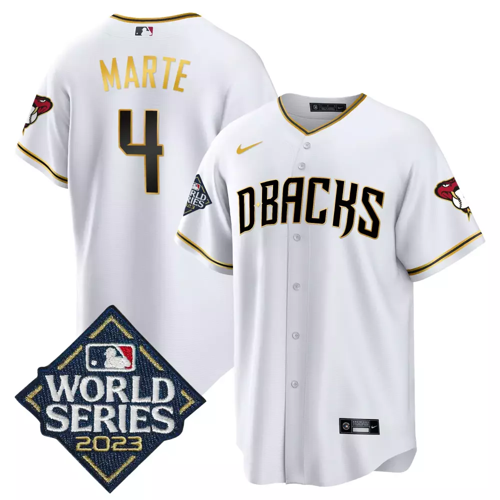 Ketel Marte Arizona Diamondbacks 2023 Stitched Vapor Jersey | White World Series Patch | Replica Fan Gear | For Men, Women & Youth