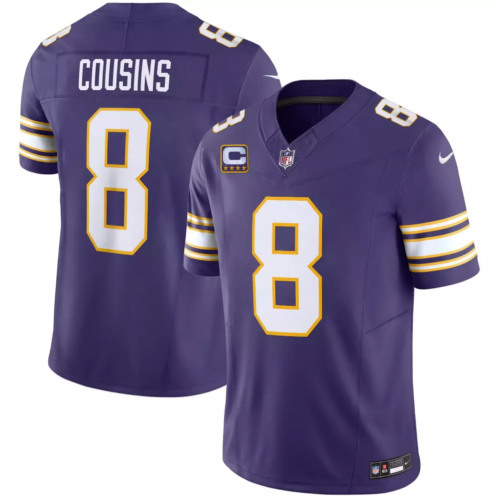 Kirk Cousins 8 Minnesota Vikings 2023 Stitched Vapor Jersey | Purple | Limited Edition Fan Gear | For Men, Women & Youth