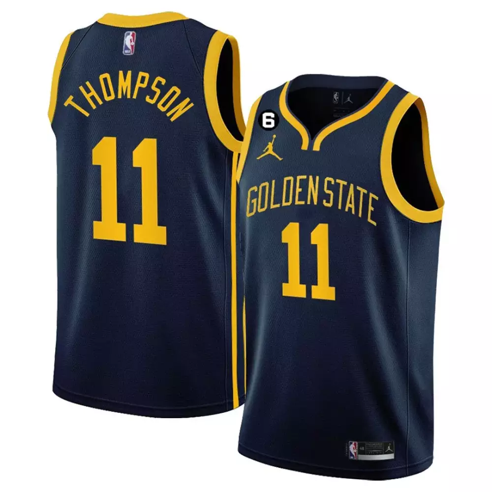 Klay Thompson 11 Golden State Warriors 2023 Stitched Vapor Jersey | Navy & Yellow | Replica Fan Gear | For Men, Women & Youth