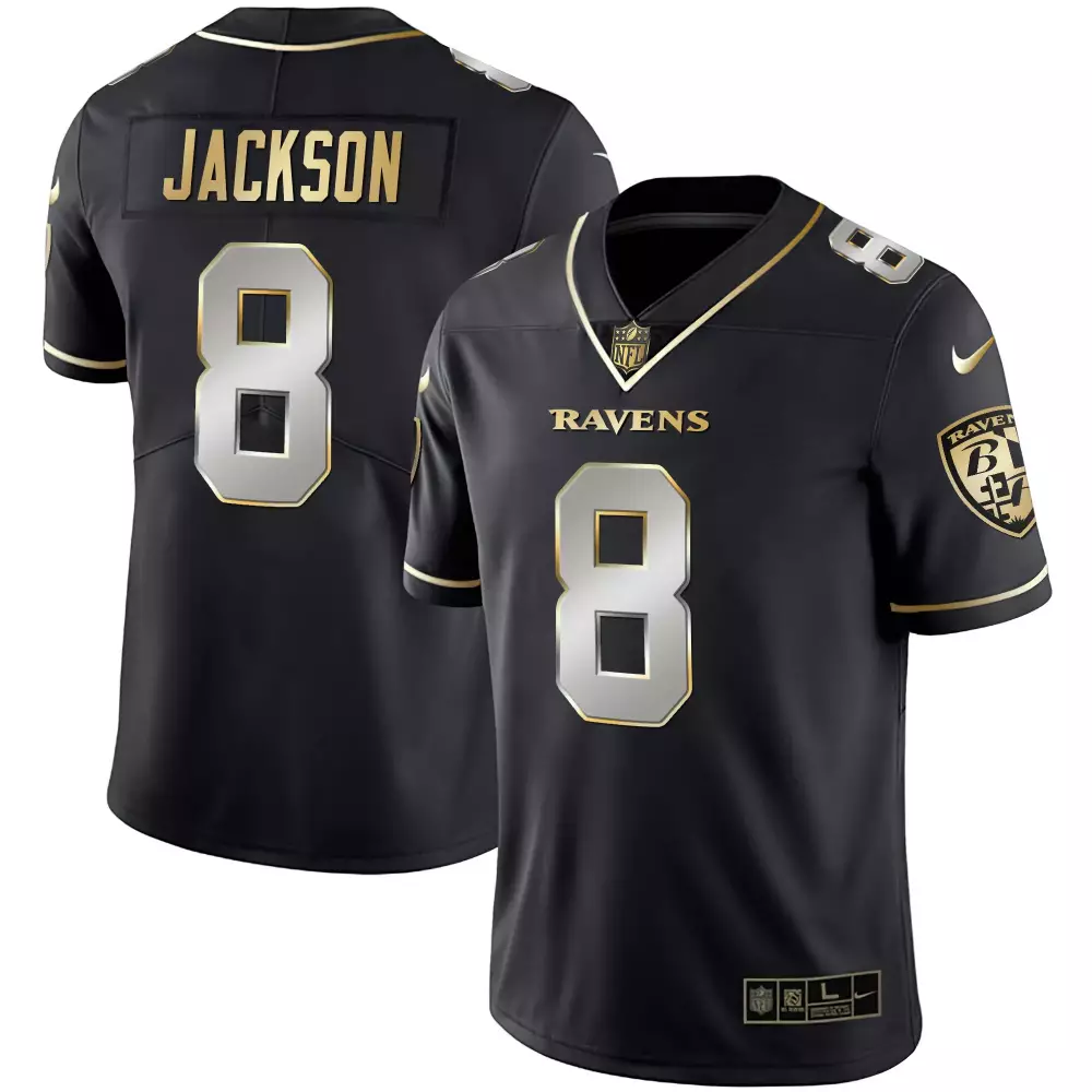 Lamar Jackson 8 Baltimore Ravens 2023 Men's Vapor Jersey | Black Gold Stitched | For Men, Women & Youth