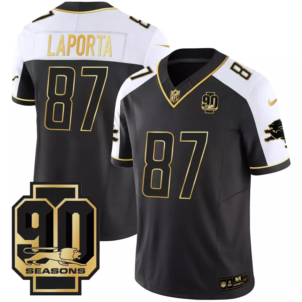 Laporta Detroit Lions 2023 Black Vapor Jersey | 90 Seasons Edition | Stitched Fan Gear for Men, Women & Youth